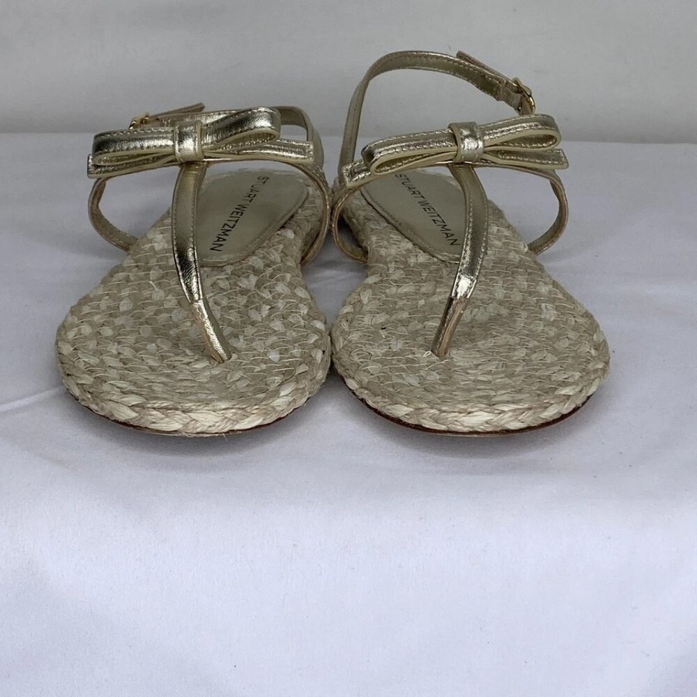 Stuart Weitzman Women’s Felicity Espadrille Thong Sandals – Gold – Size 6